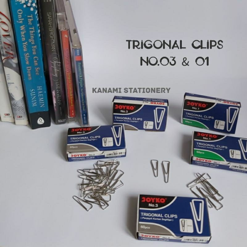 

KANAMI | Trigonal Clips Klip Jepitan Kertas Segitiga No.01,03,05 Jumbo Joyko.