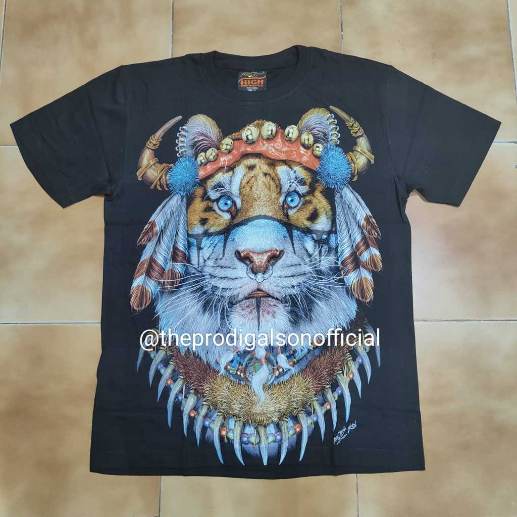 Kaos Rock Chang Import Size XL Harimau Apache HD Glow in The Dark