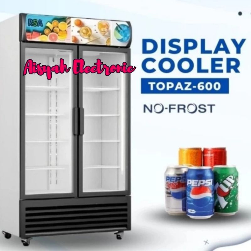 SHOWCASE RSA 2 PINTU TOPAZ 600 GARANSI 5 TAHUN