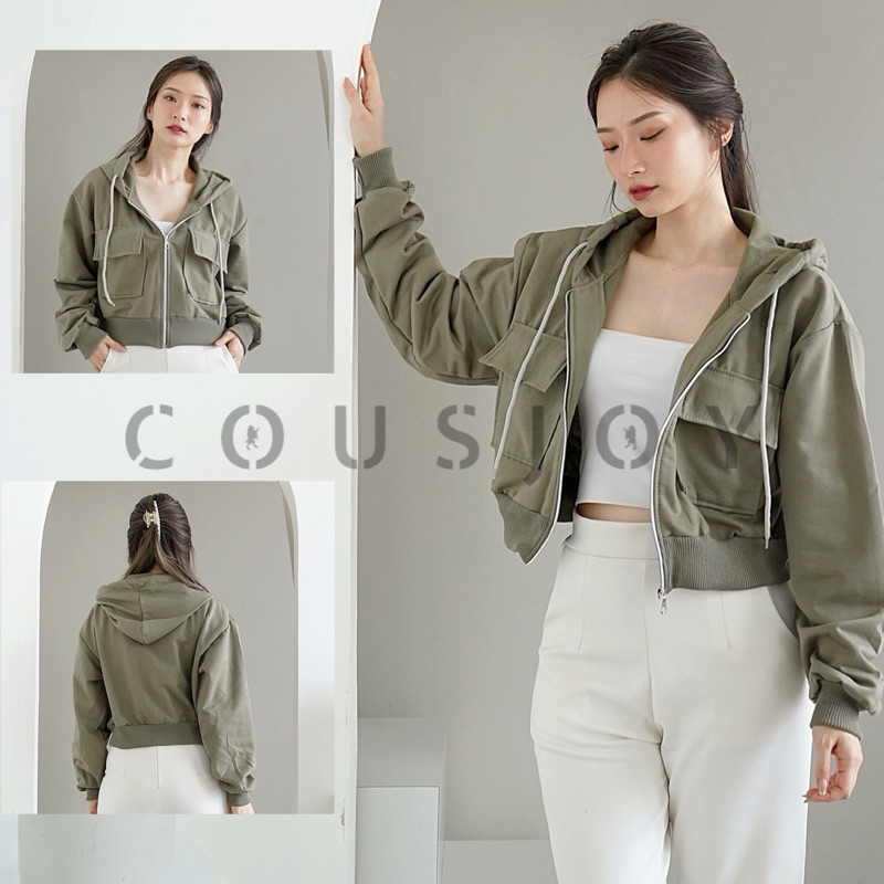 	 [BESTSELLER] Jacket Hoodie Crop Top - Jaket Sweater Polos Zipper Atasan Wanita	