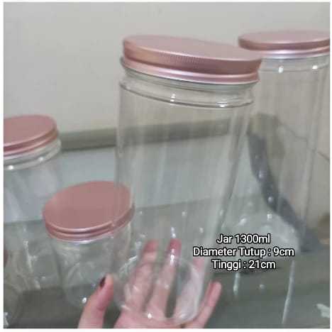 Toples Jar /Botol Pet / Toples Plastik tutup Aluminium Rose Gold