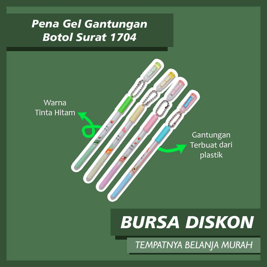 

12 pcs Pena Gantungan Botol Surat Pen Bolpen Pulpen Bolpoin Karakter bottole