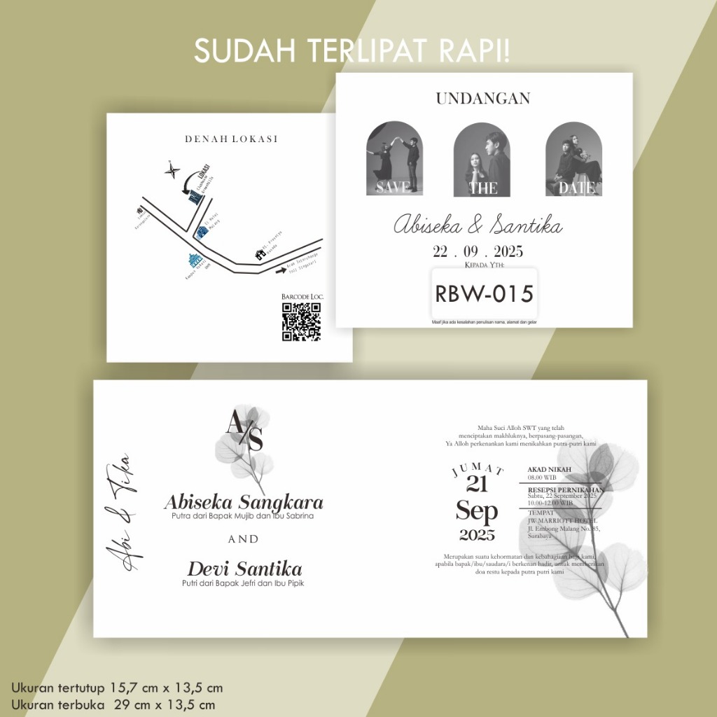 Undangan Costum Template Hitam Putih, Undangan Seri RBW - 015 , Undangan Pernikahan Kekinian, Undang