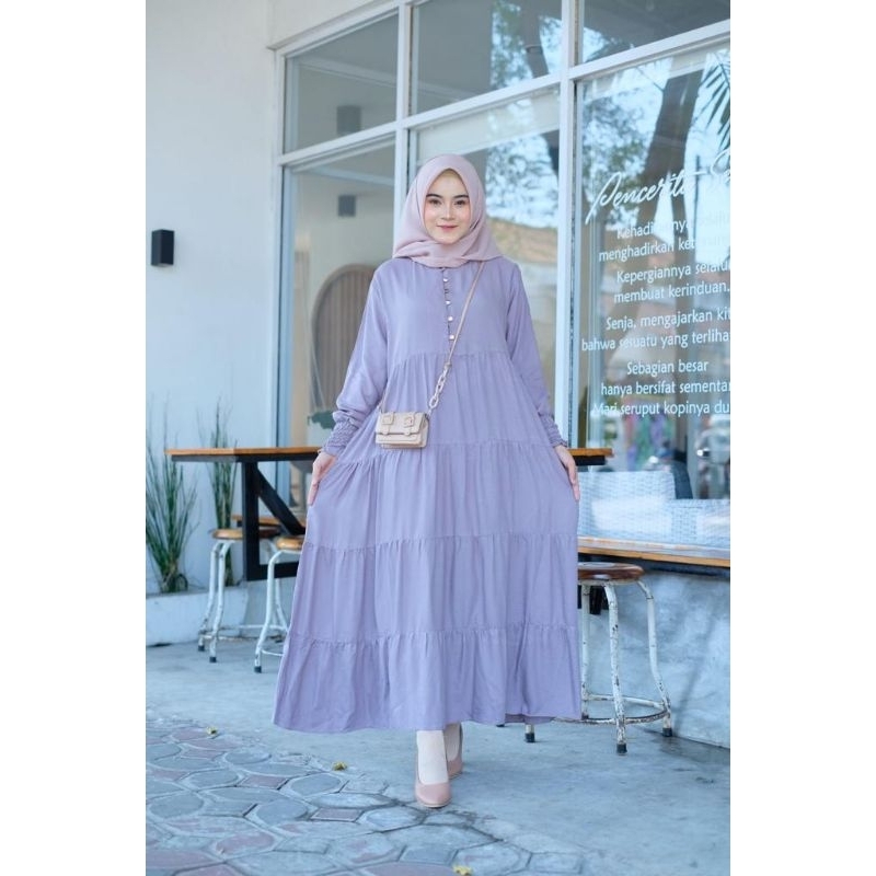GAMIS RAYON TWILL PREMIUM LD 110 POLOS BUSUI / DRESS KEKINIAN VIRAL BUSUI/ GAMIS LEBARAN MURAH / GAM