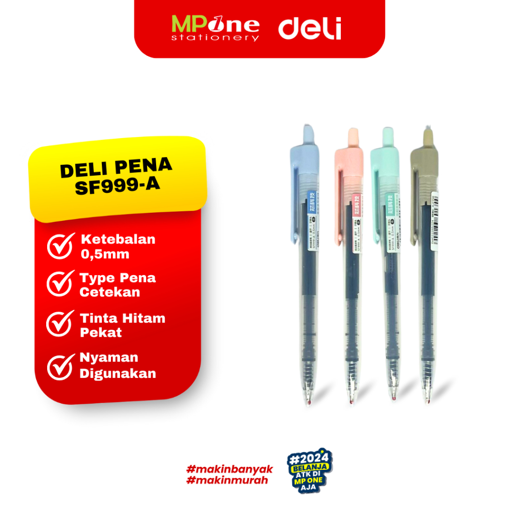 

DELI Pena SF999-A Tinta Hitam 0,5mm / Pena Gel Cover Warna Pastel 0,5mm Deli (Min order 2 PCS)