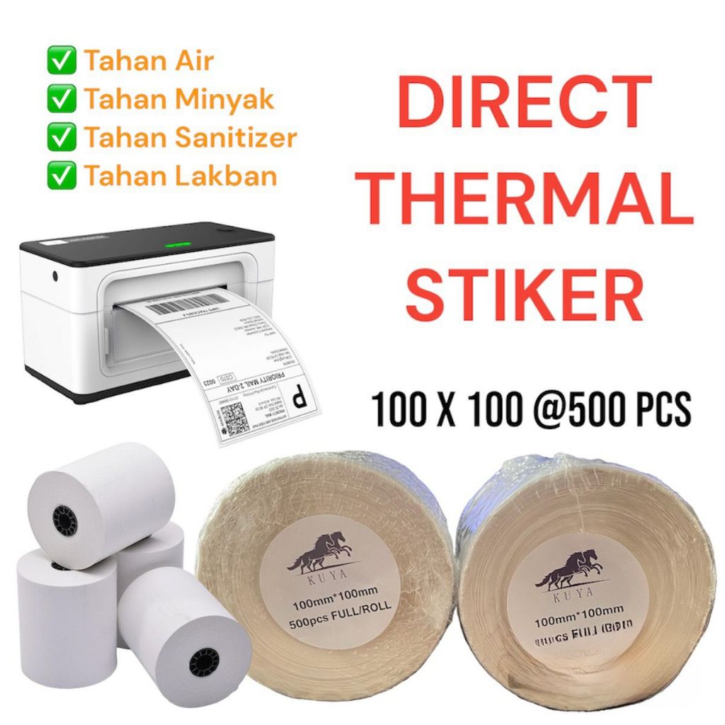 

RESI LABEL THERMAL STIKER 100mm x100mm LABEL STICKER DIRECT THERMAL 100x100 KERTAS RESI