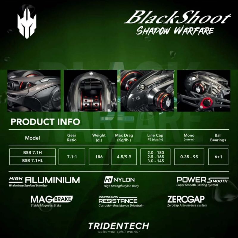 reel pancing BC/Baitcasting Tridentech Blackshot