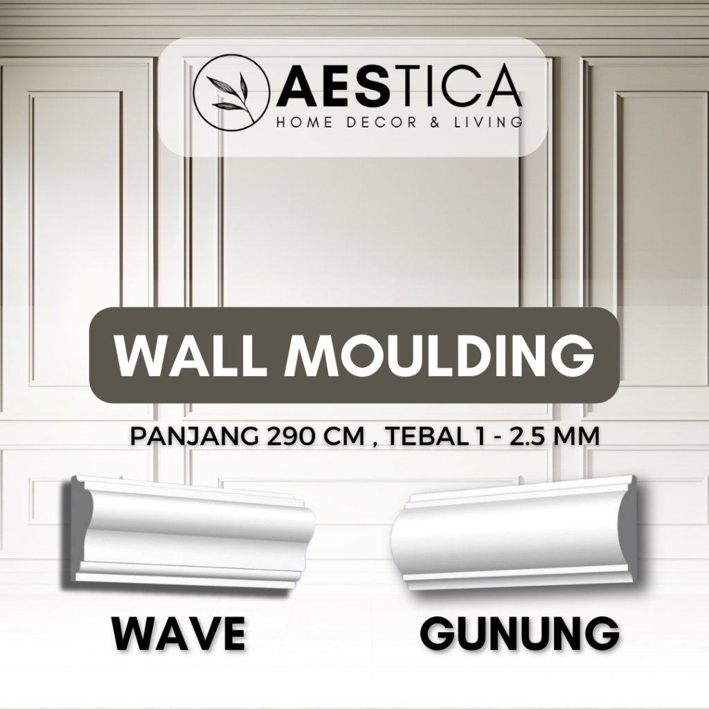 Wall Moulding Lis Siku List PVC White Gold Silver Dekorasi Dinding Rumah | AESTICA