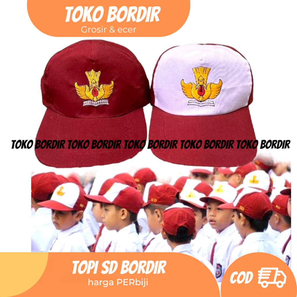 Topi SD Merah putih / topi sd merah polos