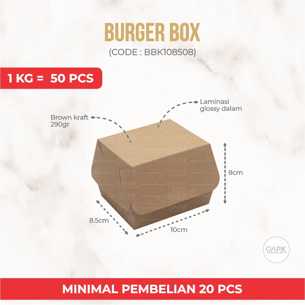 

BURGER BOX, Kemasan Makanan, Packaging Makanan, Dus Makanan, Dus Snack, Dus Kue