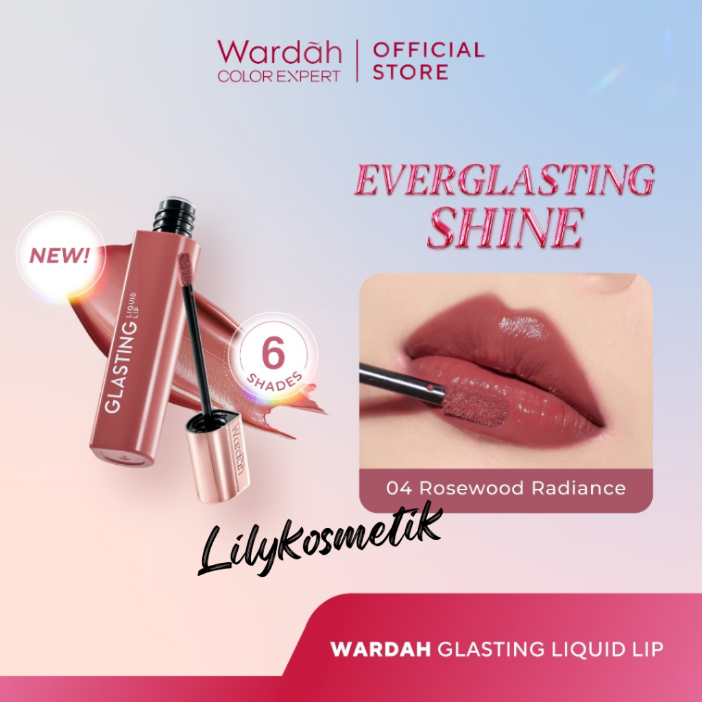 WARDAH Liquid Lip Glasting Indonesia / Lip Glasting 3.5g / Everglasting Shine / Hi Pigmented Glass C
