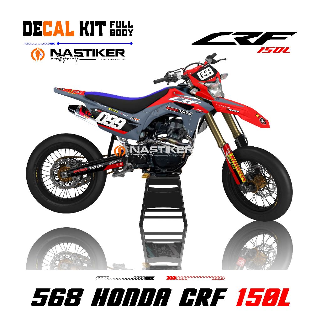 Stiker MOTOR CRF - Decal Crf list merah Simpel Elegan decal crf 150l fullbody bisa ubah warna, nomor