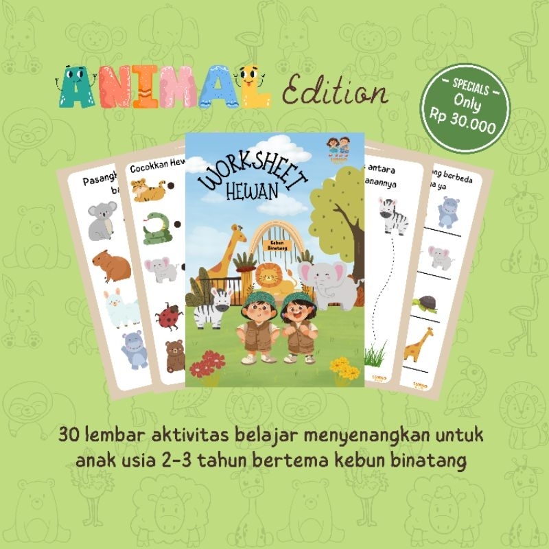 Worksheet Anak Usia 2-3 Tahun Tema Hewan