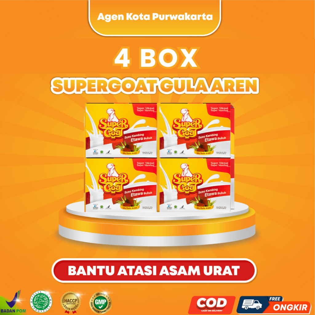 

Super goat Susu Kambing Etawa Bubuk Gula Aren Original Sachet Minuman Serbuk Milk Powder Mengobati Diabetes Darah Tinggi Maag Nyeri Sendi Isi 4 Box