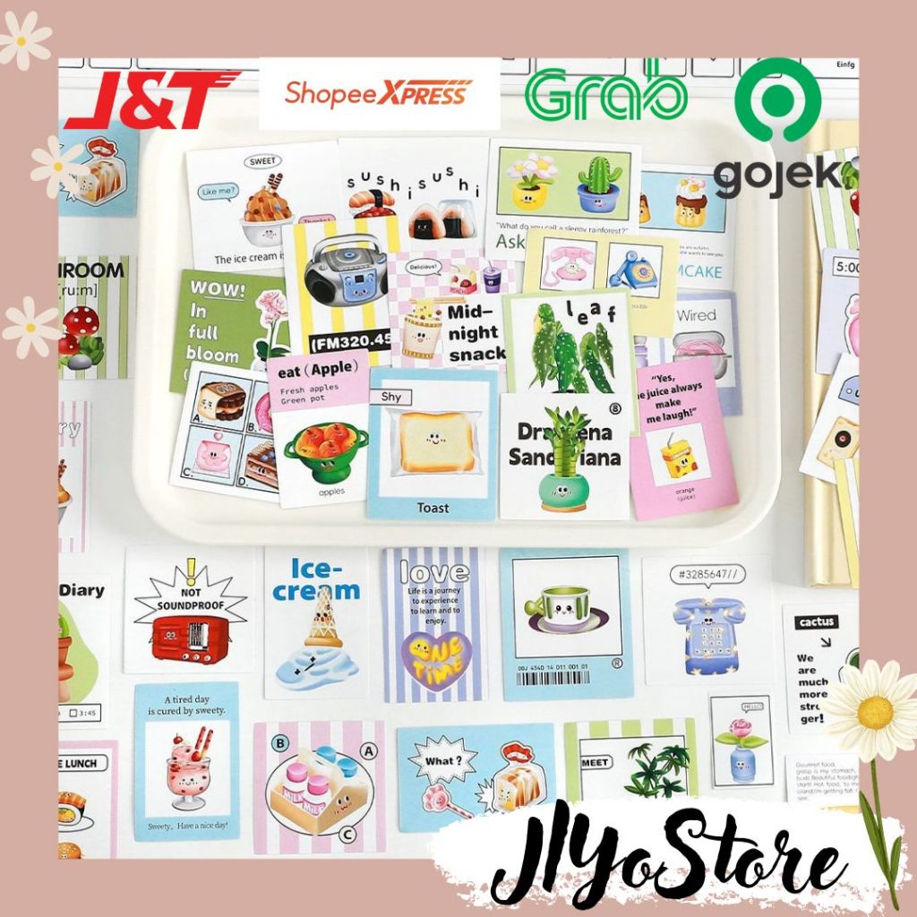 

40pcs Stiker Sticker Bujo Journal Jurnal Scrapbook Planner Diary Korean Style Aesthetic Lucu Deco