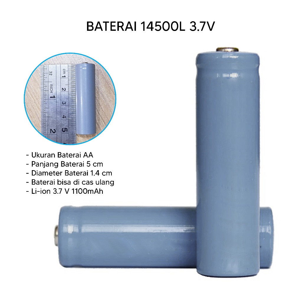 Battery Baterai Cas 3.7V 14500L Baterai AA Rechargeable Li-ion