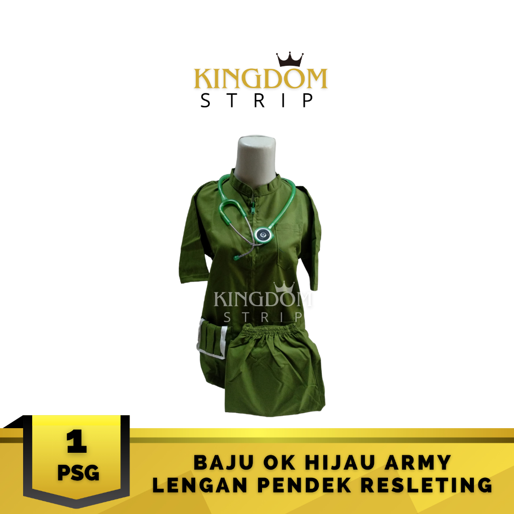 Baju OK Hijau Army Lengan Pendek Baju Rest Celana Karet