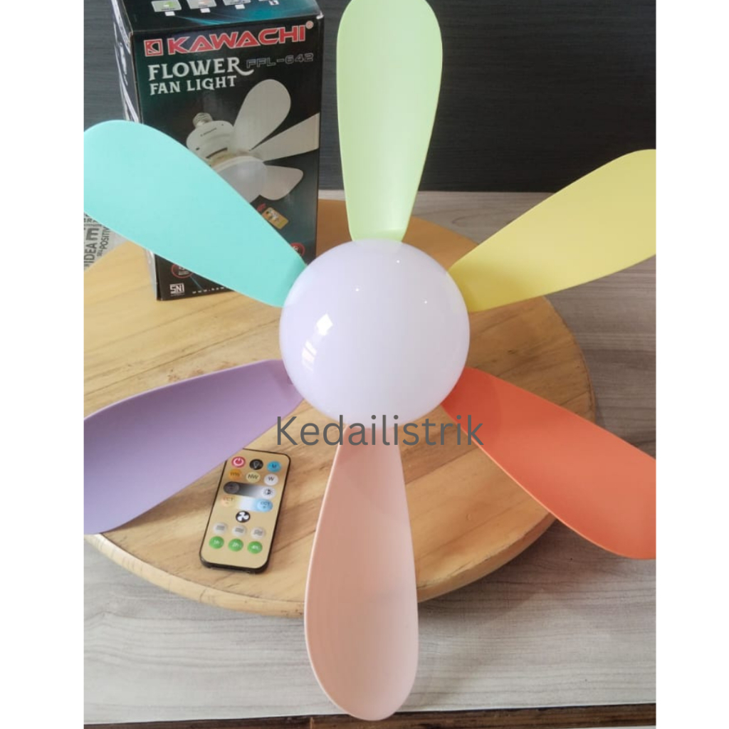 Ceiling Fan E27 LED Flower Fan Light Kawachi Lampu kipas Angin Remote