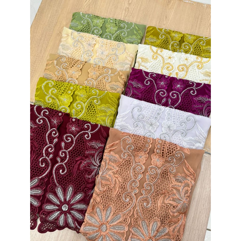 [ALIZ] Kain Kebaya Lembaran Bordir Mewah Terbaru Halus Premium Wanita Bali Motif Bunga Wisuda x Paye