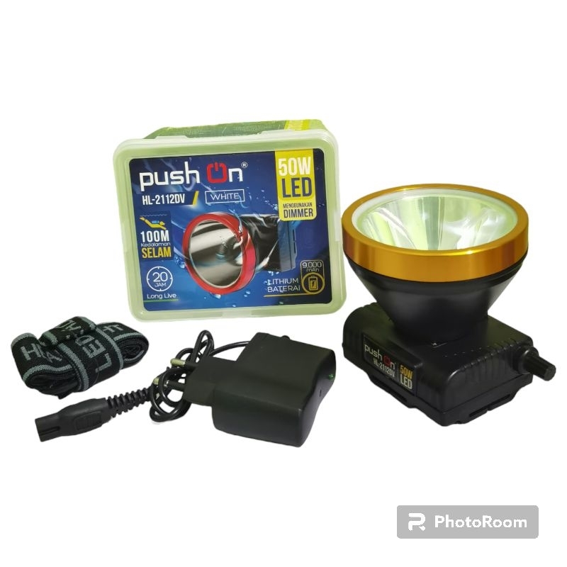 senter Kepala Selam  Push On 50 Whatt HL-2112DV ll Senter Kepala Menyelam Kedalam 100M Original100 %
