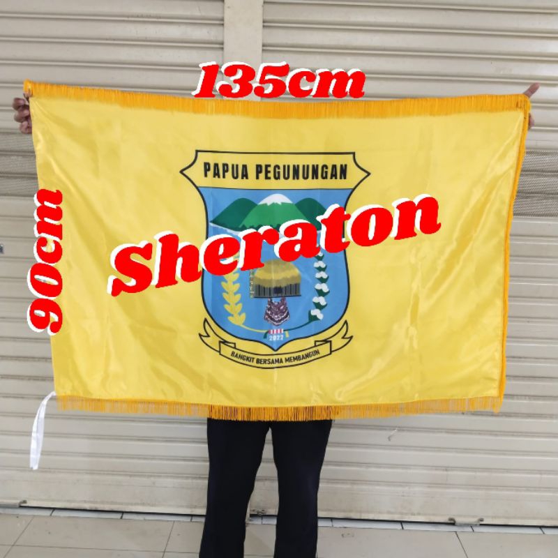 

custom bendera pataka printing bendera printing pake rumbai bolak balik 90cm x 135cm