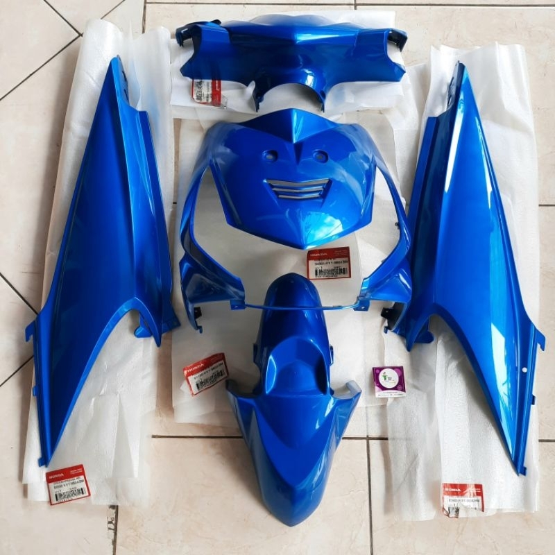 Cover Body Halus Fullset Biru Muda ABM Beat Karbu Original AHM