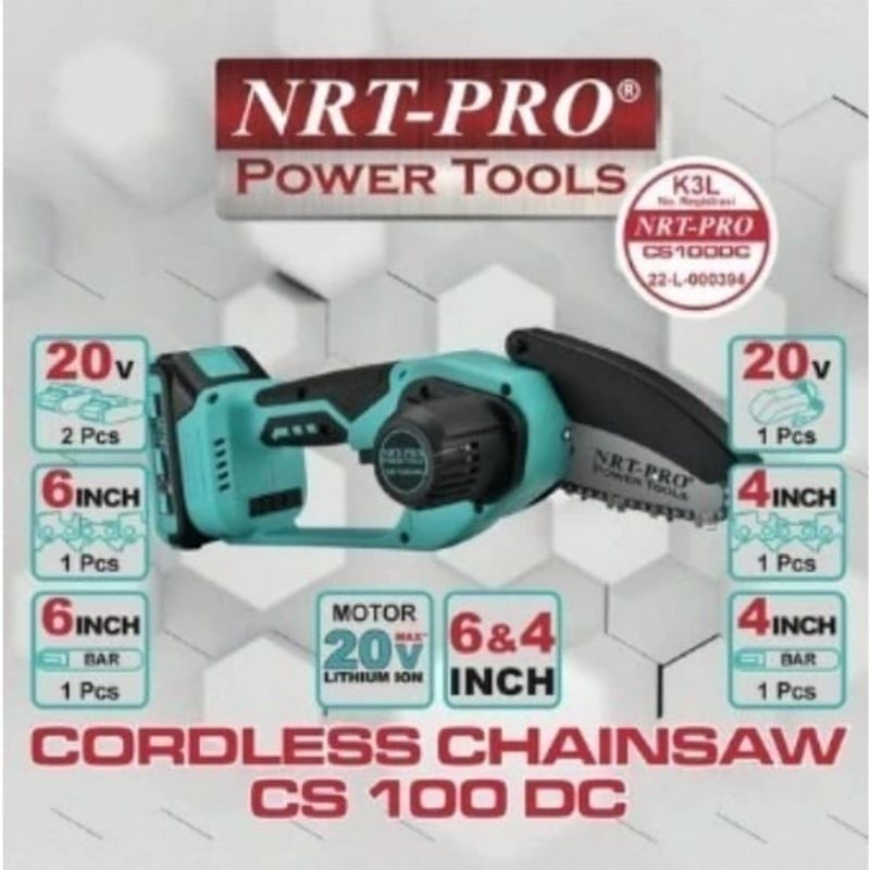 

NRT PRO CS100DC Cordless Mini ChainSaw Baterai CS 100 Chain SawGergaji