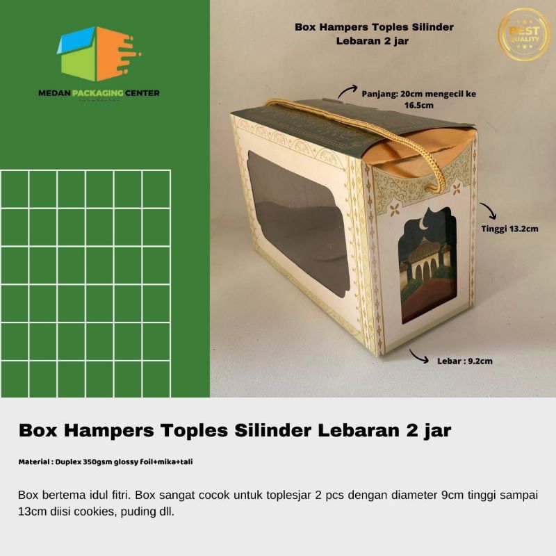 

Box Toples Jar 2 Motif Quba / Box Hampers Toples / Box Hampers souvenir / Gift box / Box Lebaran / Kardus