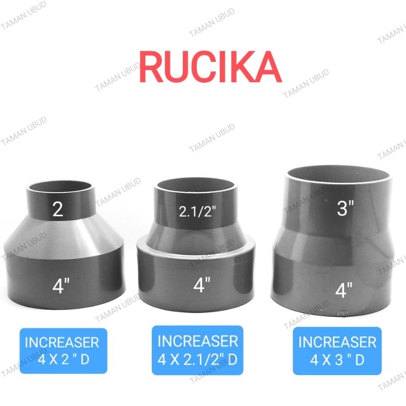 RUCIKA INCREASER 4 X 3" D PLOK SOCK 4 X 2.1/2" D VLOK SOCK 4 X 2" D sambungan pipa pvc