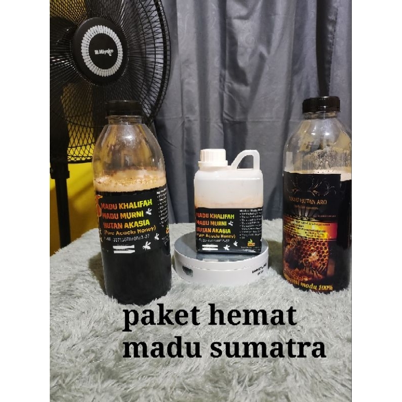 

paket hemat madu sumatera(akasia khalifah 500&1000 grm+madu liar 1kg)