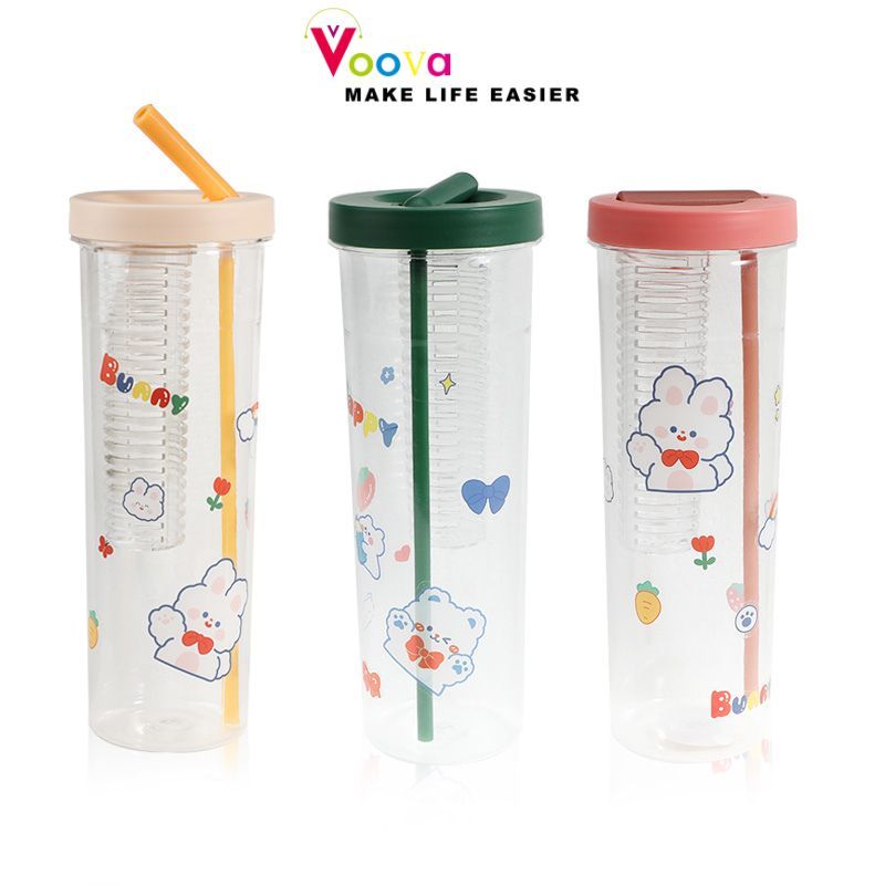 VOOVA Botol Minum Sedotan Lipat 700ml / Botol Minum Infused / Free Bubble Wrap Botol Minum Sedotan /