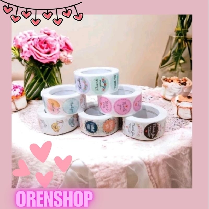 

[OSM] Stiker Thank You Per Lembar Motif Cantik Stiker Roll Makassar - Orenshop makassar