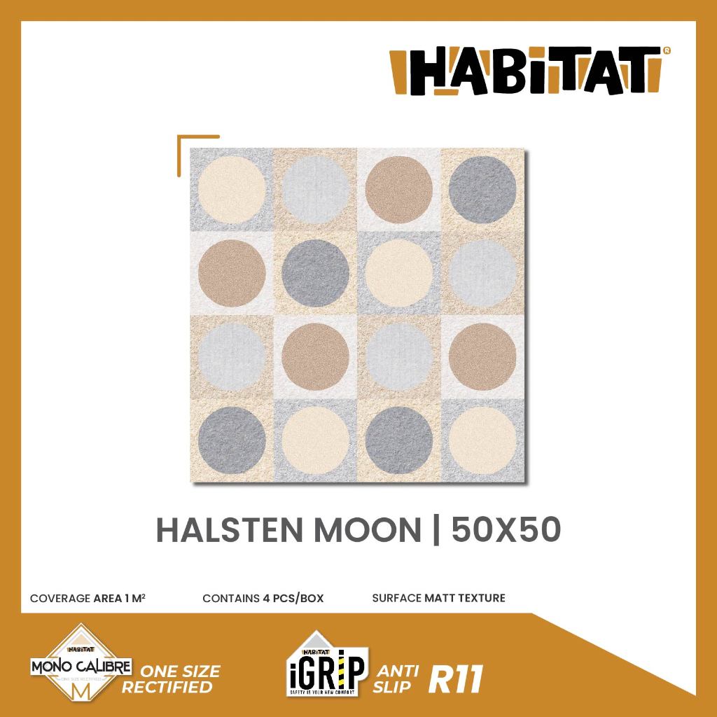 MilanTiles - HABITAT Halsten Moon 50x50 Keramik Lantai Kamar mandi kesat iGrip