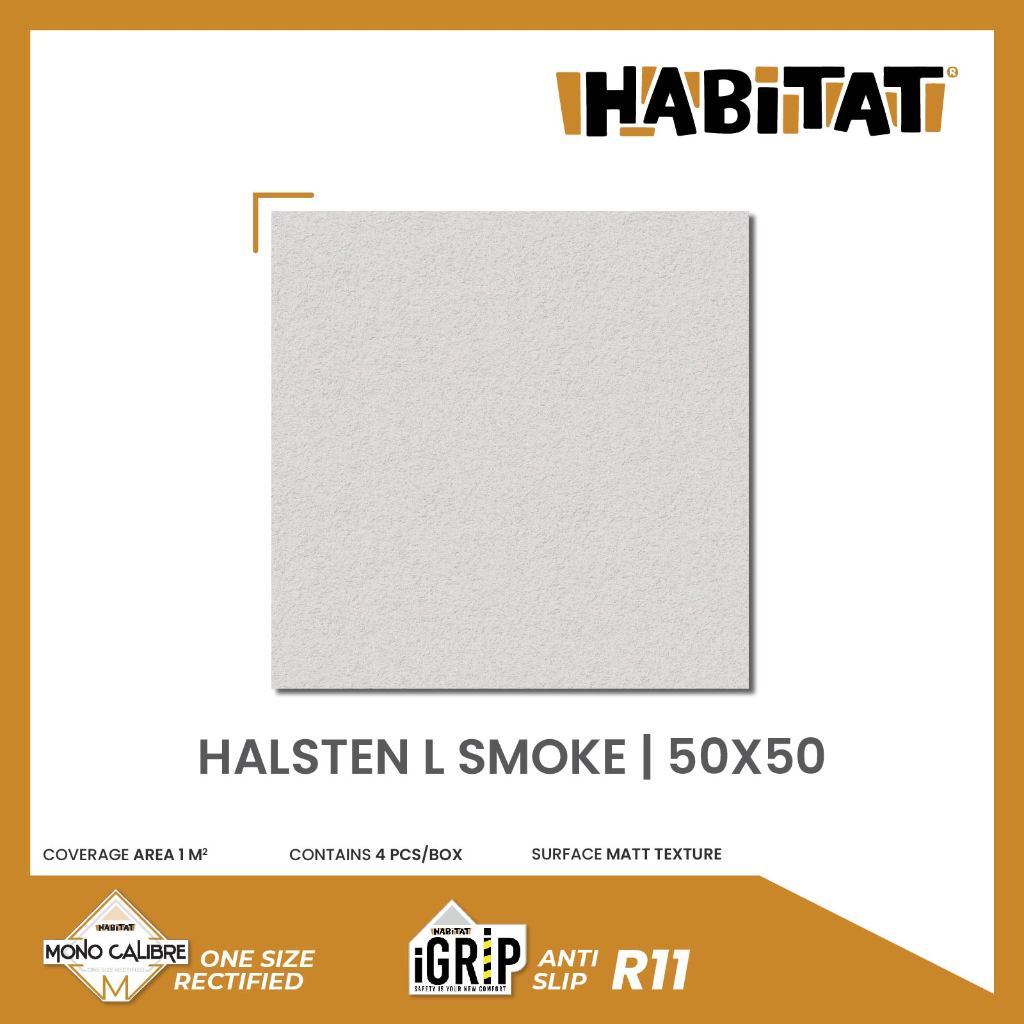 MilanTiles - HABITAT Halsten L Smoke 50x50 Keramik Lantai Kamar Kesat iGrip