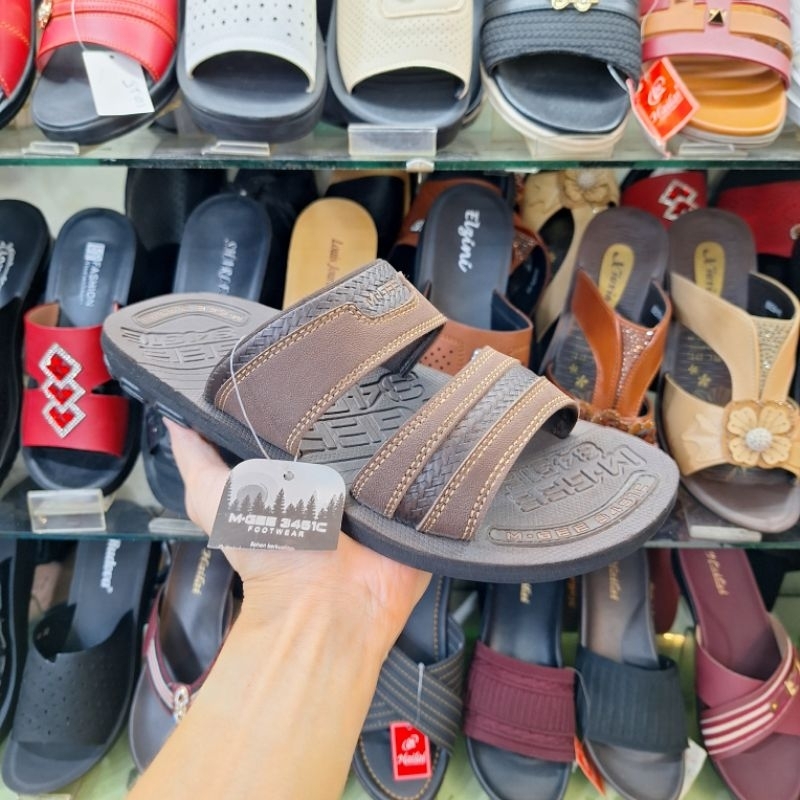 SANDAL PRIA TALI DUA COKLAT HITAM MGEE