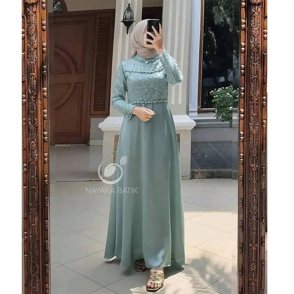 [MAXI SERIES LEBARAN] Maxi Dress Tiara Tulle Mutiara - Gamis Remaja Kekinian - Dress Pesta Kondangan