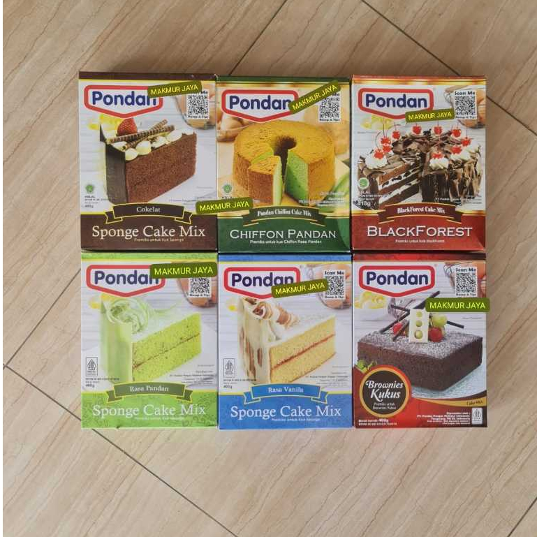 

Pondan Sponge Cake Mix / Chiffon Pandan / BlackForest / Brownies Kukus 400gr - Premiks Bubuk Kue