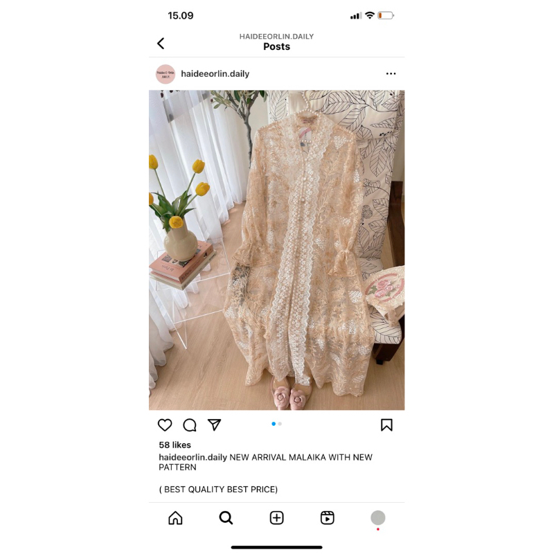 Malaika Arjanti Cream Gold Haidee Orlin Baju Lebaran  Outer Dress Raya Collection