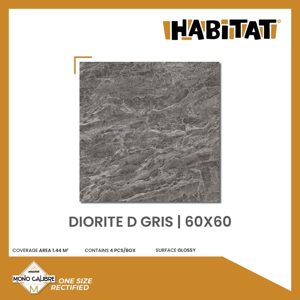 MilanTiles - HABITAT Diorite D Gris 60x60 Milan Keramik Motif Marble Glossy isi 4 keping