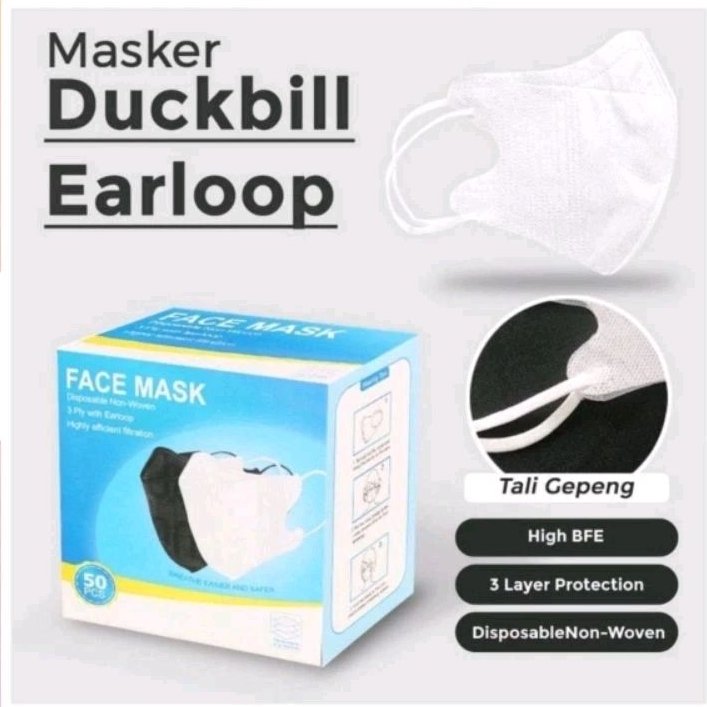 DUCKBILL MASKER / MASKER DUCKBILL GARIS / FACE MASK DUCKBILL / MASKER DUCKBILL ISI 50PCS