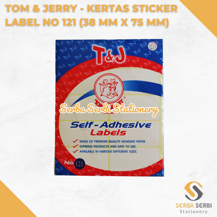 

GROSIR (1 PAK ISI 10 LEMBAR) TOM & JERRY - KERTAS STICKER / STIKER LABEL HARGA / NAMA / UNDANGAN NO 121 (38 MM X 75 MM)