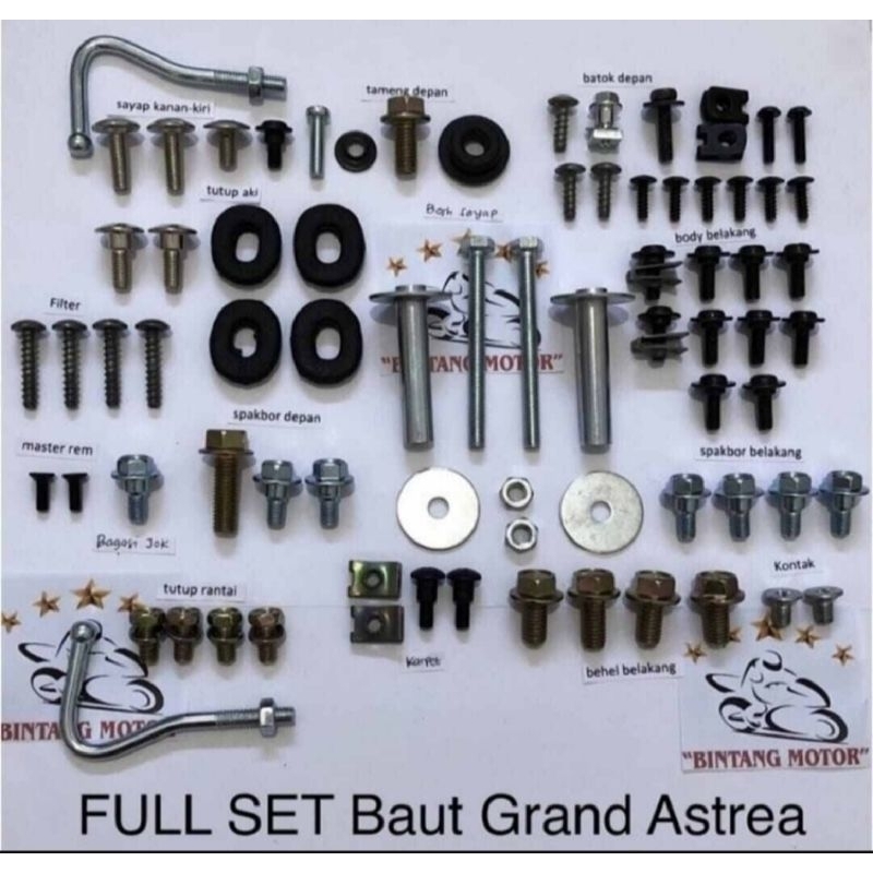 Baut lengkap body Honda Astrea grand - baut fullset body Astrea grand