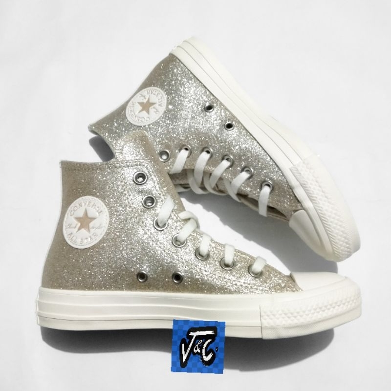 Converse Chuck Taylor All Star Glitter Sparkle Party Shine Light Gold