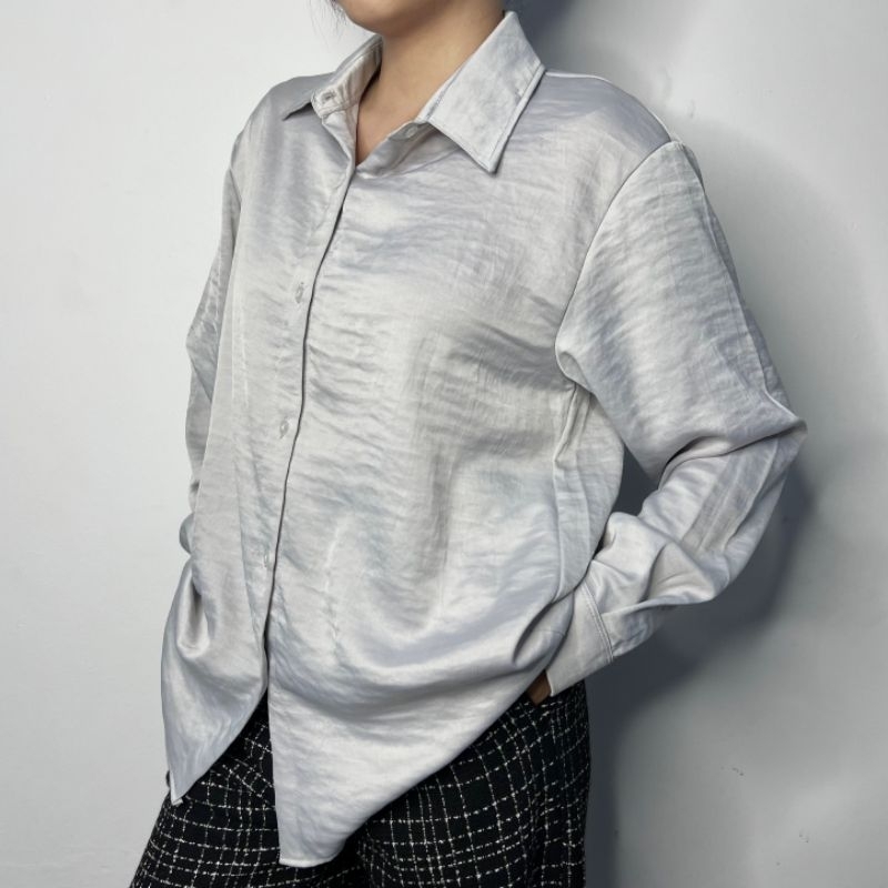 Kemeja Crinkle Satin Hnm Premium