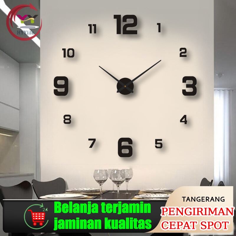 Stiker Jam Dinding Digital 3D Luminous Tanpa Bingkai DIY Untuk Dekorasi Rumah atau Kantor / Tempel B
