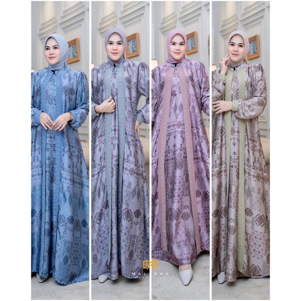 LONG MAXI ABAYA 2IN1 VARIASI LAYER MIX MOTE PREMIUM SLETING DEPAN PREMIUM WANITA TERUSAN LONG DRESS 
