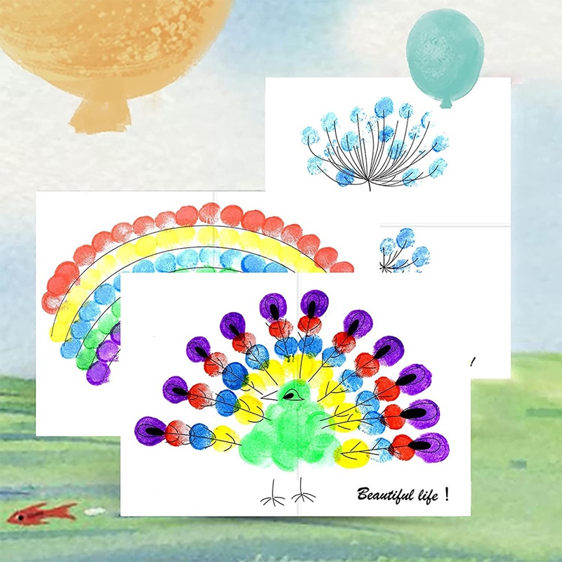 25 Warna Cap Tangan Painting Finger Painting Melukis Dengan Jari Untuk Anak