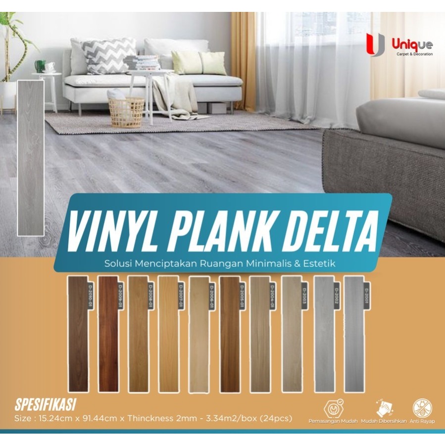 Vinyl Plank Delta 2mm / Luxury Vinyl Flooring / Vinyl Lantai Lembaran