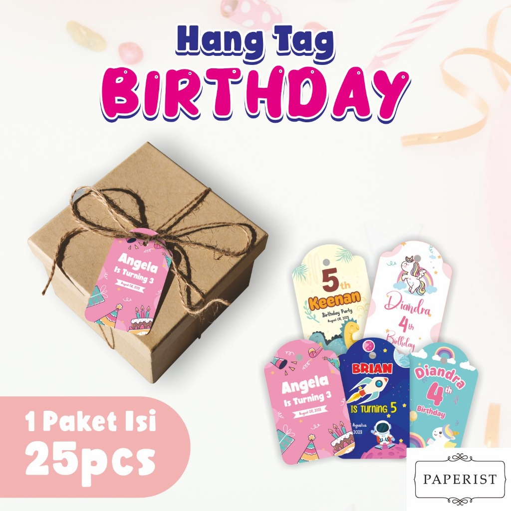 Hang Tag Birthday Isi 25pcs - Hangtag Ulang Tahun - Hang Tag Souvenir ultah