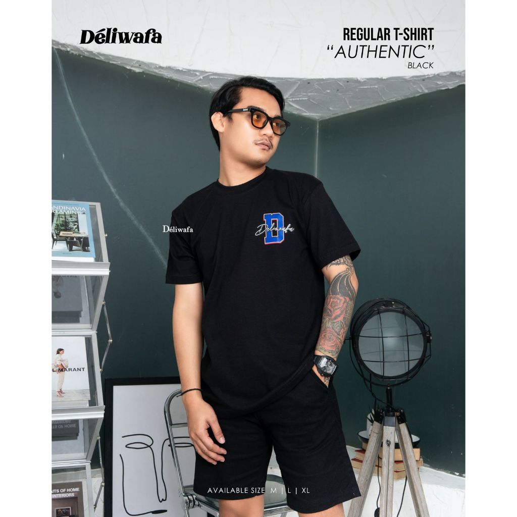 Deliwafa - Authentic | T-Shirt Regular | Kaos Lengan Pendek | Baju Pria Wanita
